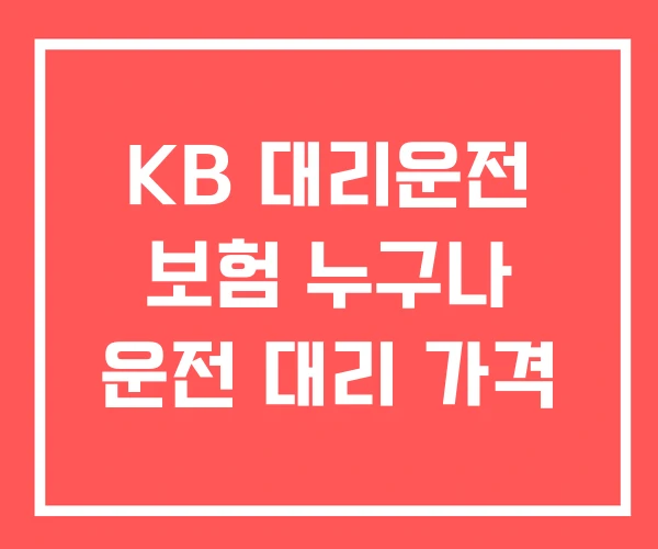 KB 대리운전 보험 누구나 운전 대리 가격
