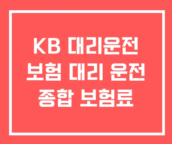 KB 대리운전 보험 대리 운전 종합 보험료