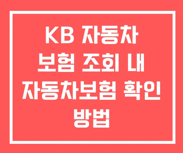 KB 자동차 보험 조회 내 자동차보험 확인 방법 KB 자동차 보험 조회 내 자동차보험 확인 방법