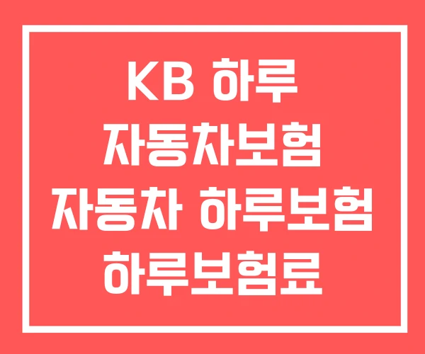 KB 하루 자동차보험 자동차 하루보험 하루보험료 KB 하루 자동차보험 자동차 하루보험 하루보험료