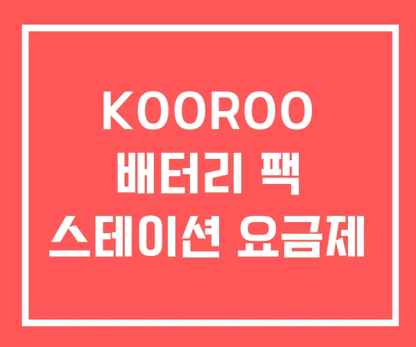 KOOROO 배터리 팩 스테이션 요금제 KOOROO 배터리 팩 스테이션 요금제