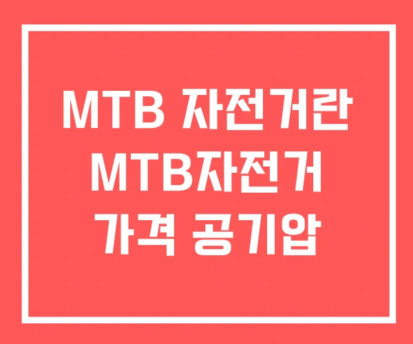 MTB 자전거란 MTB자전거 가격 공기압
