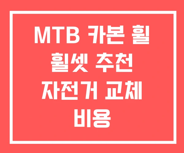 MTB 카본 휠 휠셋 추천 자전거 교체 비용
