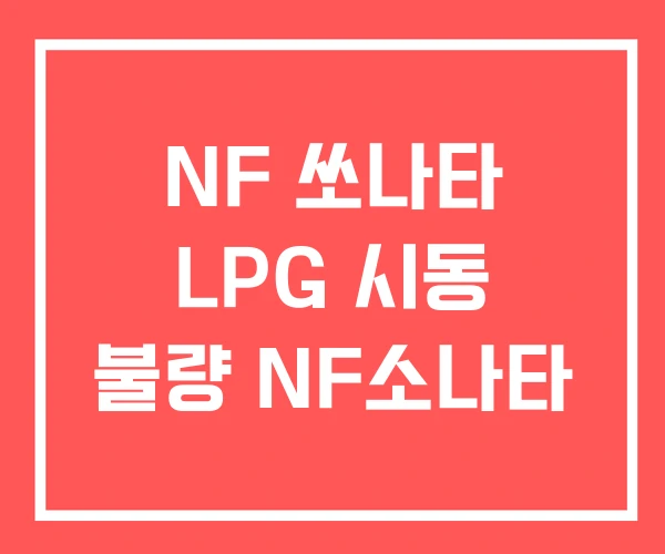 NF 쏘나타 LPG 시동 불량 NF소나타