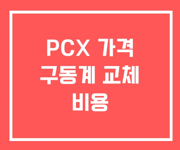 PCX 가격 구동계 교체 비용