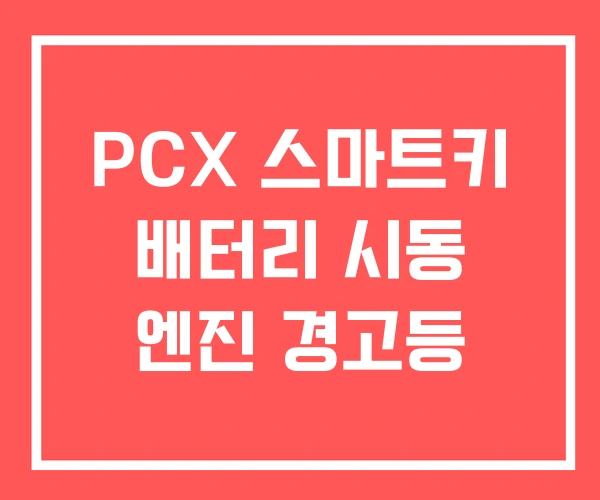 PCX 스마트키 배터리 시동 엔진 경고등