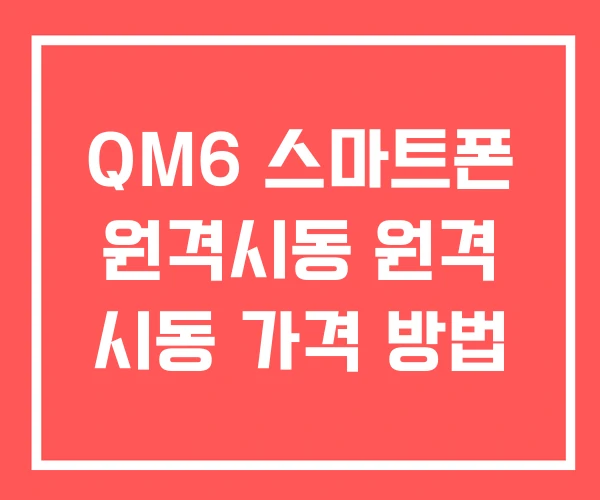 QM6 스마트폰 원격시동 원격 시동 가격 방법