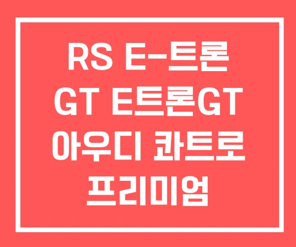 RS E-트론 GT E트론GT 아우디 콰트로 프리미엄