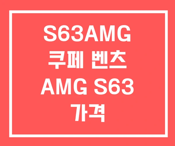 S63AMG 쿠페 벤츠 AMG S63 가격