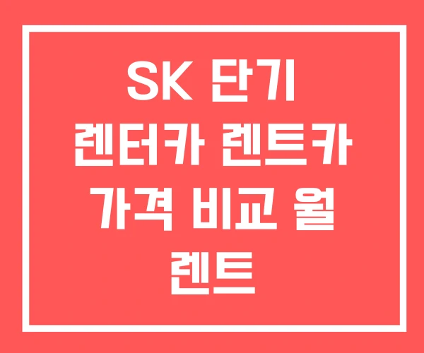 SK 단기 렌터카 렌트카 가격 비교 월 렌트