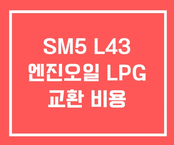 SM5 L43 엔진오일 LPG 교환 비용 SM5 L43 엔진오일 LPG 교환 비용