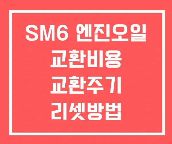SM6 엔진오일 교환비용 교환주기 리셋방법