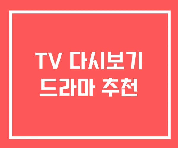 TV 다시보기 드라마 추천 TV 다시보기 드라마 추천
