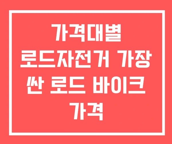가격대별 로드자전거 가장 싼 로드 바이크 가격