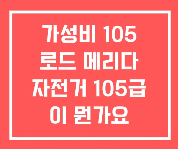 가성비 105 로드 메리다 자전거 105급 이 뭔가요