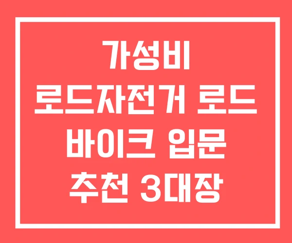 가성비 로드자전거 로드 바이크 입문 추천 3대장