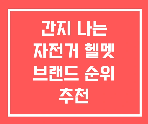 간지 나는 자전거 헬멧 브랜드 순위 추천