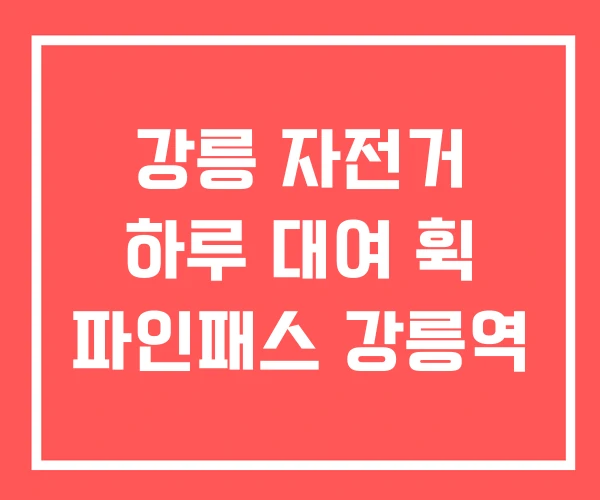 강릉 자전거 하루 대여 휙 파인패스 강릉역