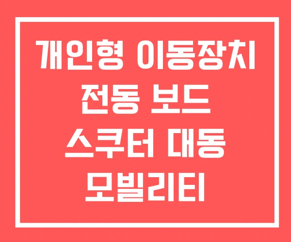 개인형 이동장치 전동 보드 스쿠터 대동 모빌리티