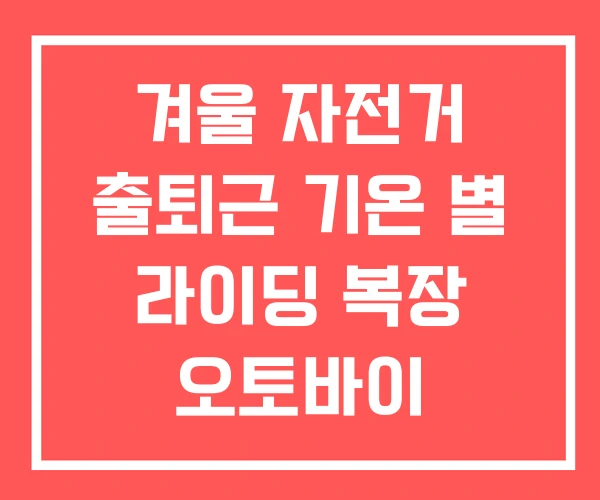 겨울 자전거 출퇴근 기온 별 라이딩 복장 오토바이 겨울 자전거 출퇴근 기온 별 라이딩 복장 오토바이
