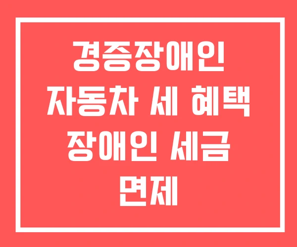 경증장애인 자동차 세 혜택 장애인 세금 면제
