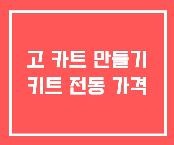 고 카트 만들기 키트 전동 가격