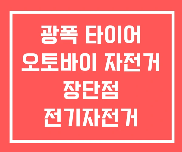 광폭 타이어 오토바이 자전거 장단점 전기자전거