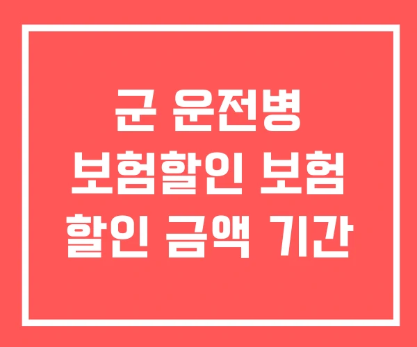 군 운전병 보험할인 보험 할인 금액 기간