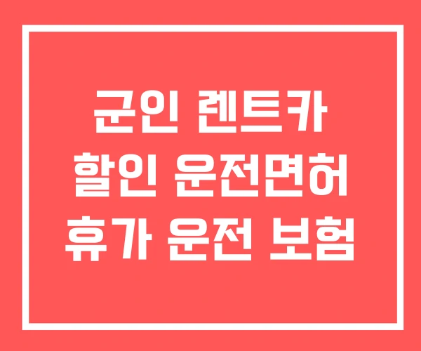 군인 렌트카 할인 운전면허 휴가 운전 보험