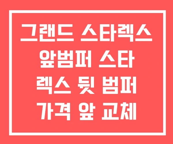 그랜드 스타렉스 앞범퍼 스타 렉스 뒷 범퍼 가격 앞 교체