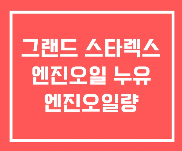 그랜드 스타렉스 엔진오일 누유 엔진오일량 그랜드 스타렉스 엔진오일 누유 엔진오일량