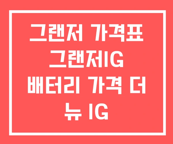 그랜저 가격표 그랜저IG 배터리 가격 더 뉴 IG