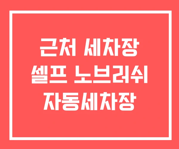 근처 세차장 셀프 노브러쉬 자동세차장