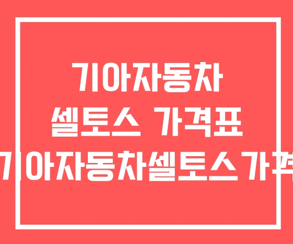 기아자동차 셀토스 가격표 기아자동차셀토스가격