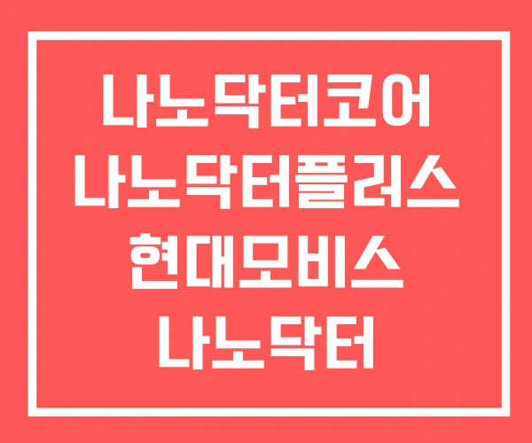 나노닥터코어 나노닥터플러스 현대모비스 나노닥터