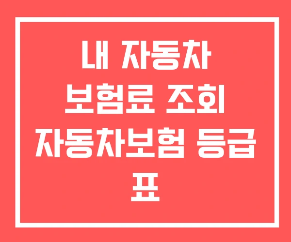 내 자동차 보험료 조회 자동차보험 등급 표 내 자동차 보험료 조회 자동차보험 등급 표