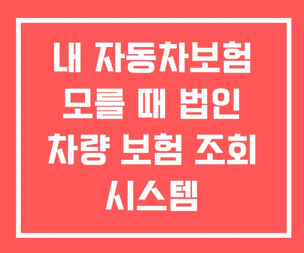 내 자동차보험 모를 때 법인 차량 보험 조회 시스템 내 자동차보험 모를 때 법인 차량 보험 조회 시스템