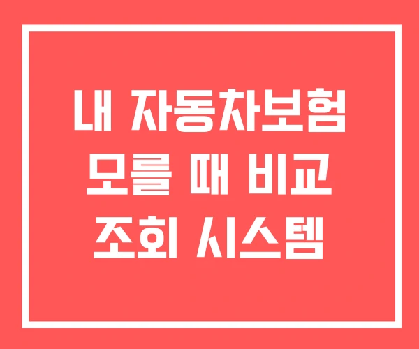 내 자동차보험 모를 때 비교 조회 시스템