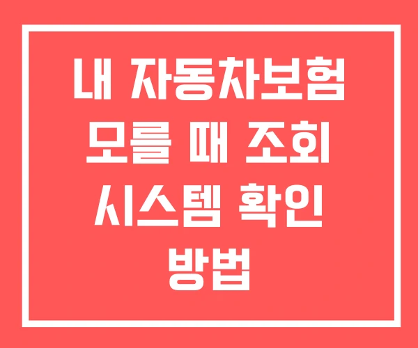 내 자동차보험 모를 때 조회 시스템 확인 방법