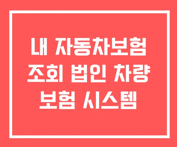 내 자동차보험 조회 법인 차량 보험 시스템