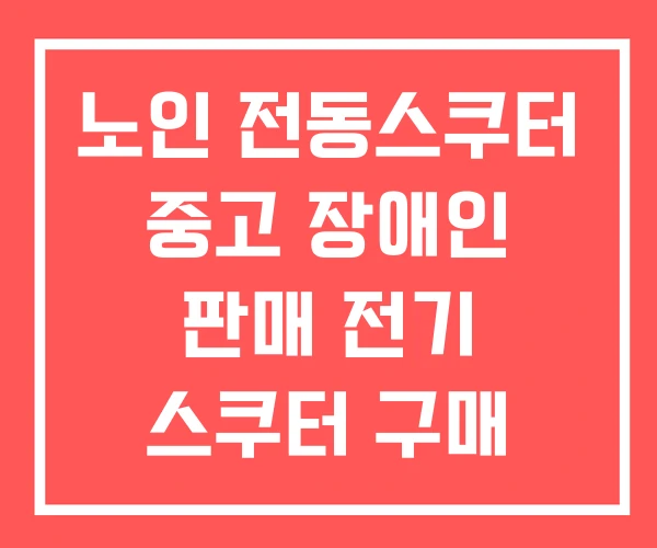 노인 전동스쿠터 중고 장애인 판매 전기 스쿠터 구매