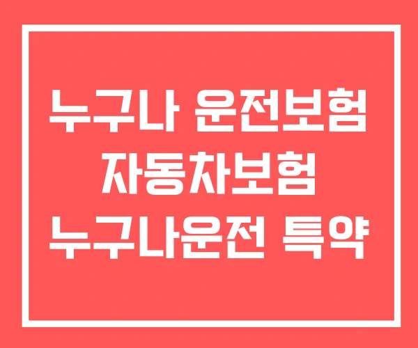 누구나 운전보험 자동차보험 누구나운전 특약