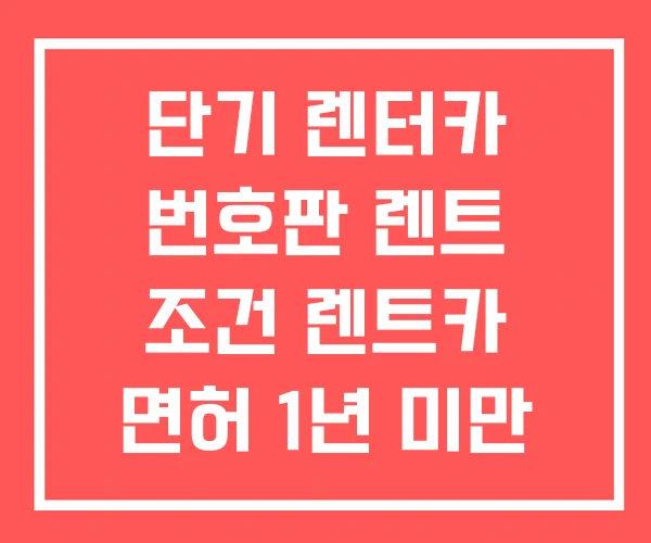 단기 렌터카 번호판 렌트 조건 렌트카 면허 1년 미만 단기 렌터카 번호판 렌트 조건 렌트카 면허 1년 미만