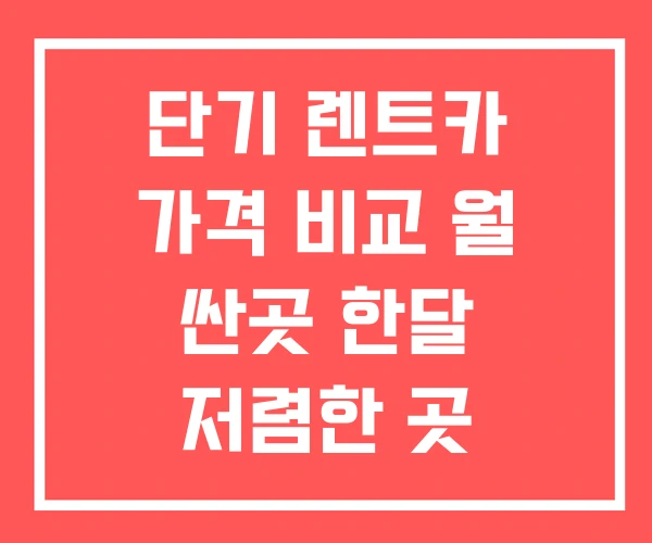 단기 렌트카 가격 비교 월 싼곳 한달 저렴한 곳