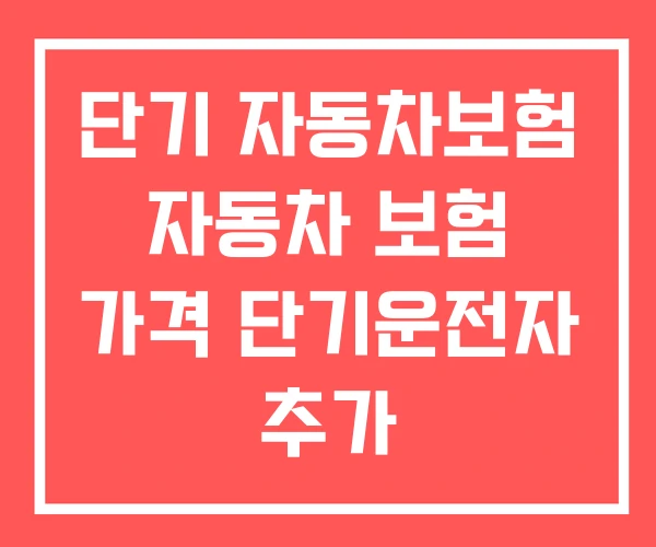 단기 자동차보험 자동차 보험 가격 단기운전자 추가
