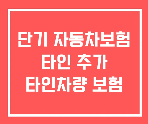 단기 자동차보험 타인 추가 타인차량 보험
