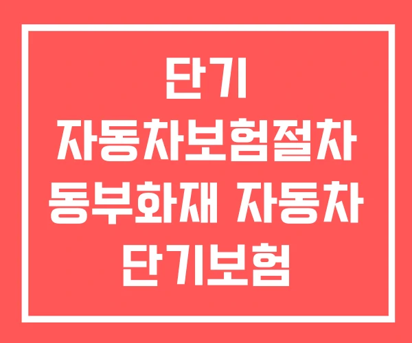 단기 자동차보험절차 동부화재 자동차 단기보험