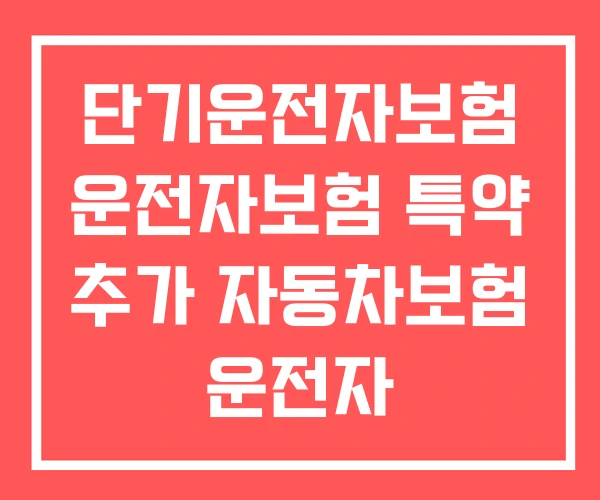 단기운전자보험 운전자보험 특약 추가 자동차보험 운전자