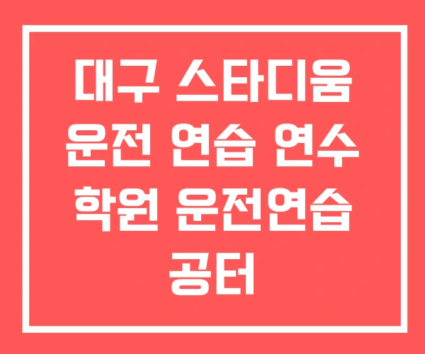 대구 스타디움 운전 연습 연수 학원 운전연습 공터