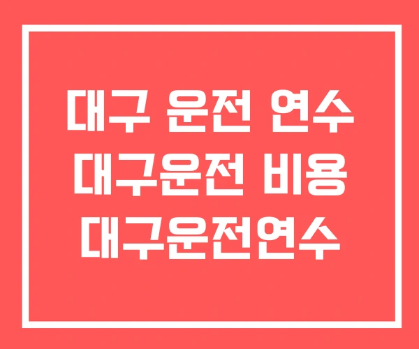 대구 운전 연수 대구운전 비용 대구운전연수